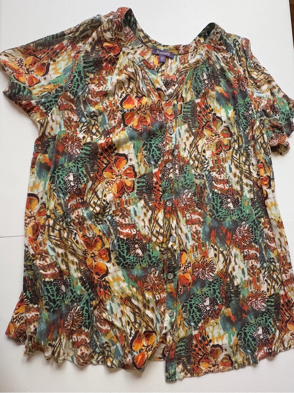 Roaman's Angelina flowy tunic woven short sleeve
Plus Size 24